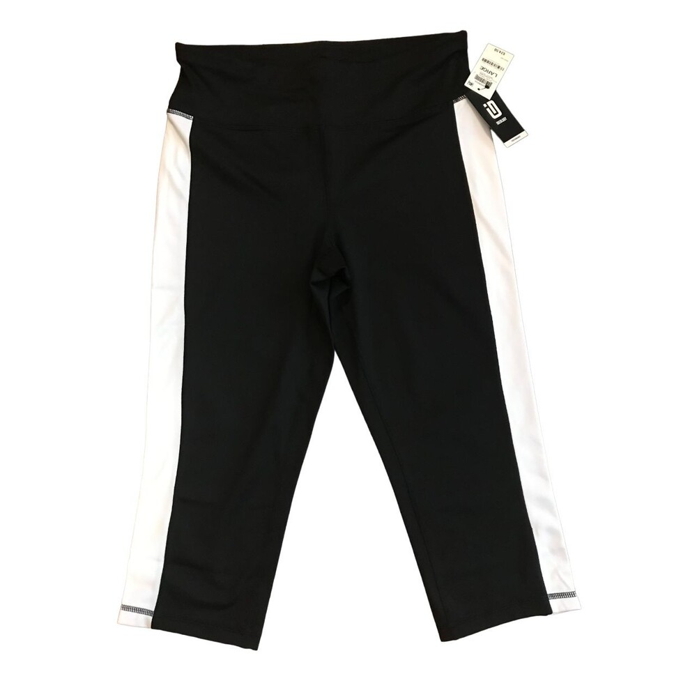 Women's Large Ideology Essentials Colorblocked Cropped Leggings Black and White